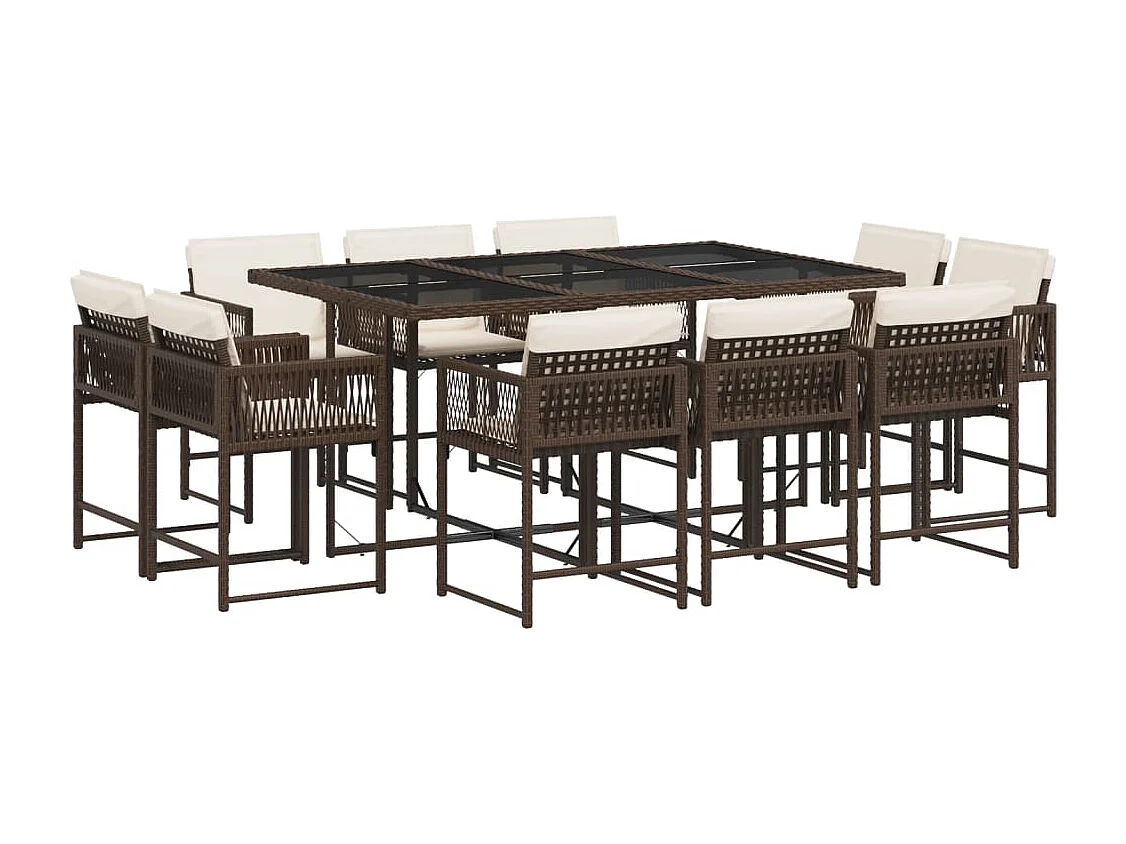 Emilia 11-delige Tuinset met kussens poly rattan bruin