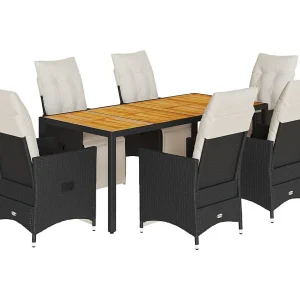Essex 7-delige Tuinset met kussens poly rattan zwart Essex 7-delige Tuinset met kussens poly rattan zwart