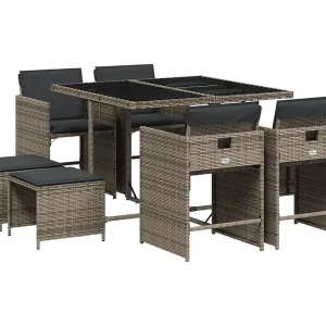 Enfield  9-delige Tuinset met kussens poly rattan grijs