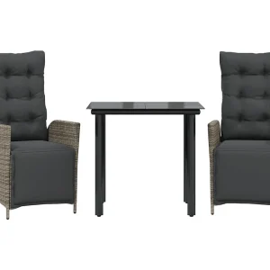 Eugenie 3-delige Tuinset met kussens poly rattan grijs Eugenie 3-delige Tuinset met kussens poly rattan grijs