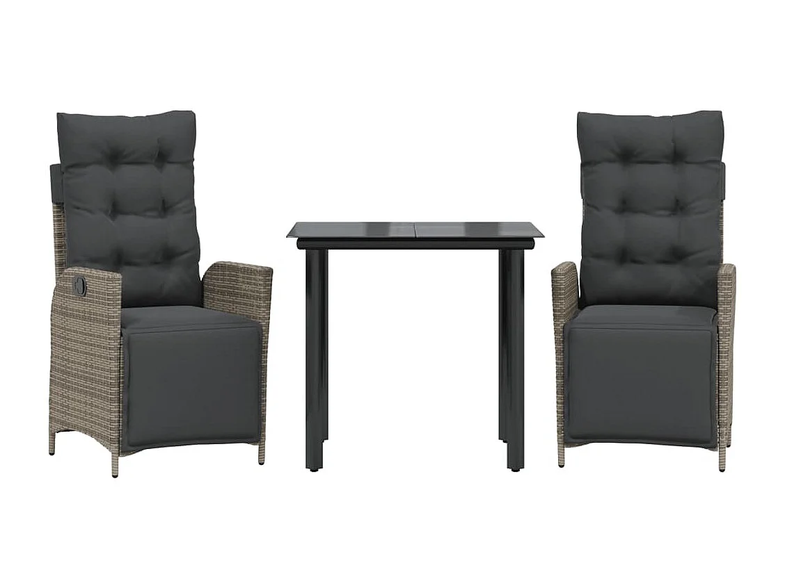 Eugenie 3-delige Tuinset met kussens poly rattan grijs