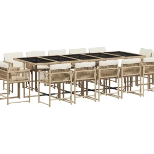 Emilia 15-delige Tuinset met kussens poly rattan beige Emilia 15-delige Tuinset met kussens poly rattan beige