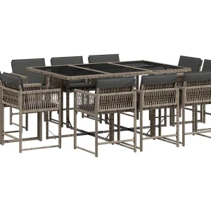 Emilia 11-delige Tuinset met kussens poly rattan grijs Emilia 11-delige Tuinset met kussens poly rattan grijs