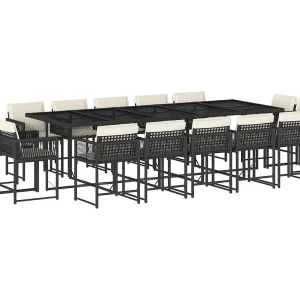 Emilia 15-delige Tuinset met kussens poly rattan zwart Emilia 15-delige Tuinset met kussens poly rattan zwart