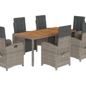 Fishers 7-delige Tuinset met kussens poly rattan grijs Fishers 7-delige Tuinset met kussens poly rattan grijs