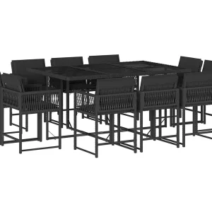 Emilia 11-delige Tuinset met kussens poly rattan zwart Emilia 11-delige Tuinset met kussens poly rattan zwart
