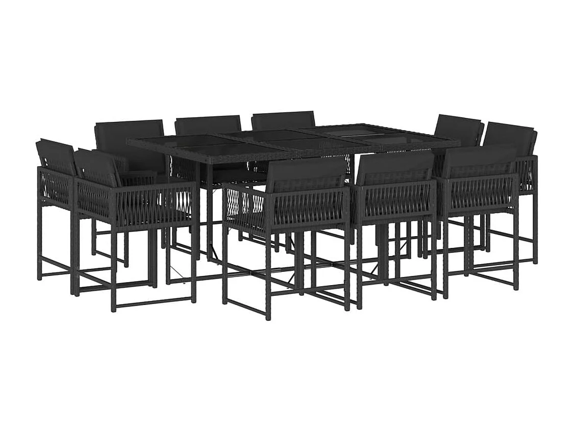 Emilia 11-delige Tuinset met kussens poly rattan zwart