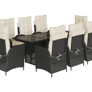 Emory  9-delige Tuinset poly rattan zwart
