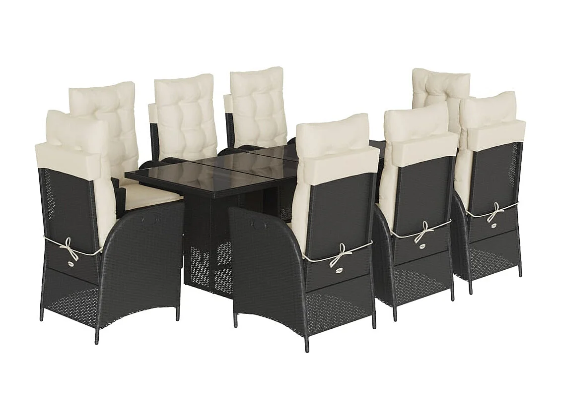 Emory 9-delige Tuinset poly rattan zwart