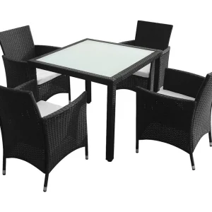 Fea 5-delige Tuinset met kussens poly rattan zwart Fea 5-delige Tuinset met kussens poly rattan zwart