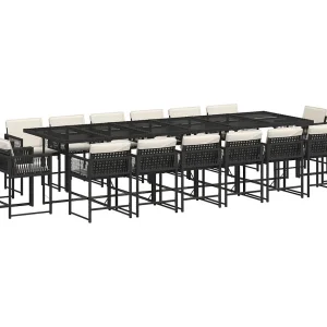 Emilia 17-delige Tuinset met kussens poly rattan zwart Emilia 17-delige Tuinset met kussens poly rattan zwart