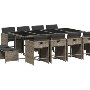 Enfield  13-delige Tuinset met kussens poly rattan grijs