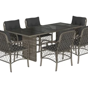 Fort Bragg 7-delige Tuinset met kussens poly rattan grijs Fort Bragg 7-delige Tuinset met kussens poly rattan grijs