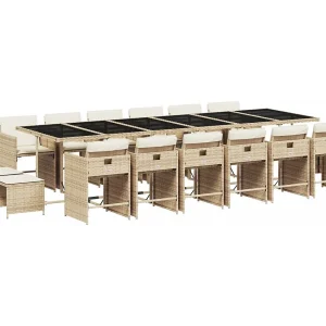 Enfield  17-delige Tuinset met kussens poly rattan beige