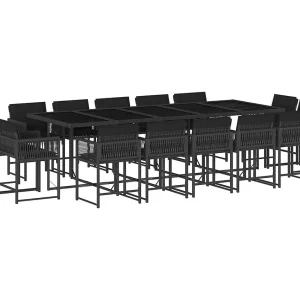 Emilia 15-delige Tuinset met kussens poly rattan zwart Emilia 15-delige Tuinset met kussens poly rattan zwart