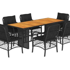 Fort Bragg 7-delige Tuinset met kussens poly rattan zwart Fort Bragg 7-delige Tuinset met kussens poly rattan zwart