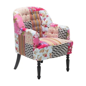 Fauteuil stof patchwork roze MANDAL