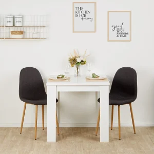 Eettafel 80x80x75 cm wit antraciet