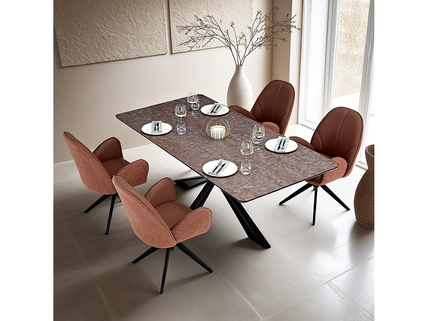 Eettafel 200x100 cm Bruin Zwart