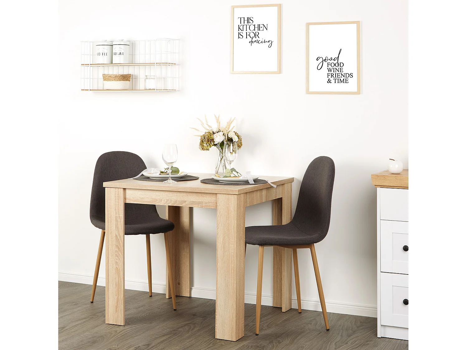 Eettafel 80x80 cm Antraciet Moderne Eetkamer Tafel Houten Tafel Eik