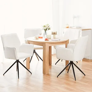 Eettafel Ø 106 cm Natuurlijk Modern Keukentafel Rond Houten Tafel Eiken 4 Persoons