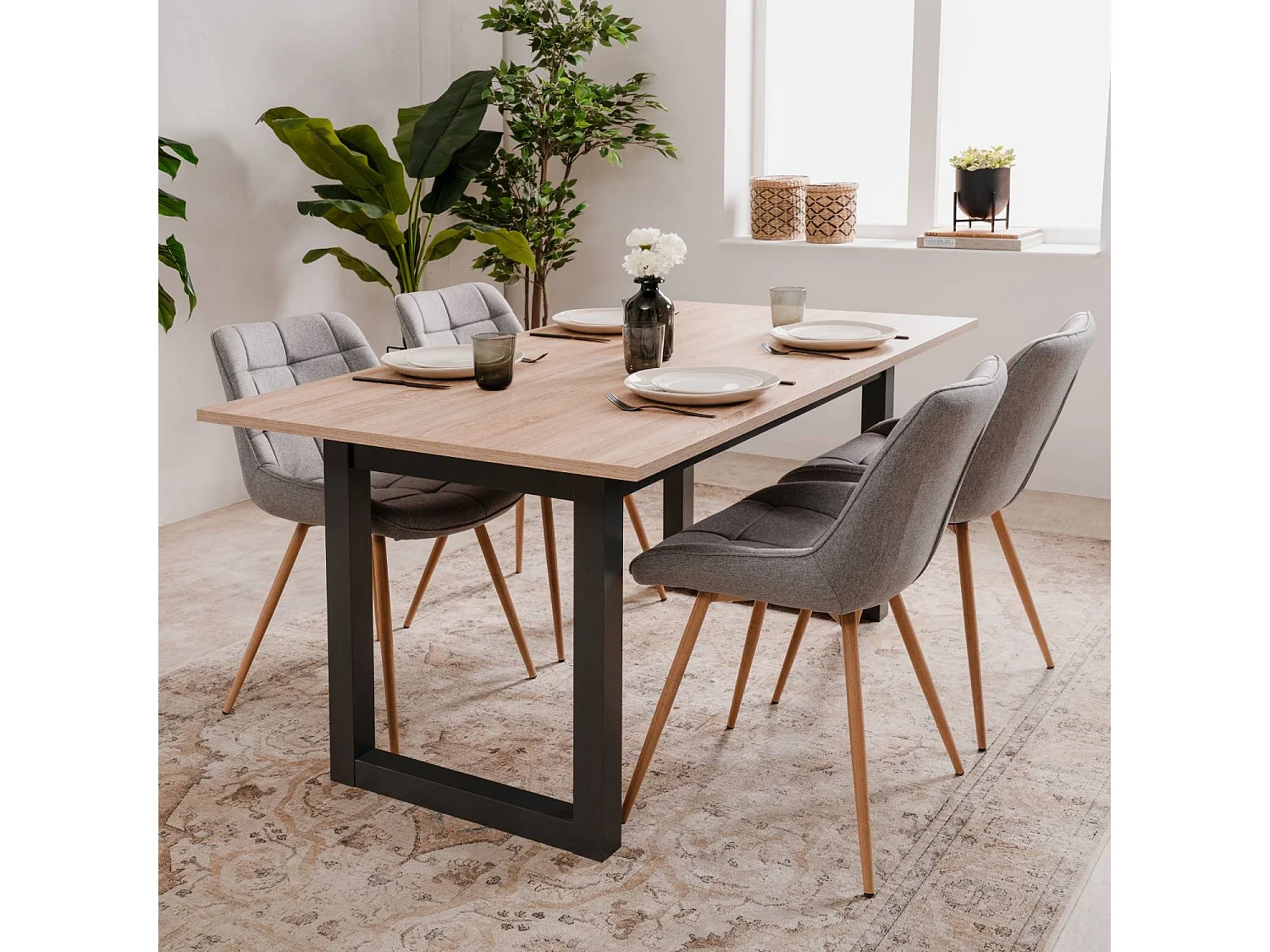 Eettafel 160x90x75 cm natuurlijk antraciet