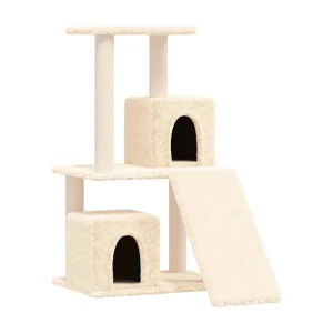 Francesco Giacomo Kattenmeubel met sisal krabpalen 82 cm crèmekleurig Francesco Giacomo Kattenmeubel met sisal krabpalen 82 cm crèmekleurig