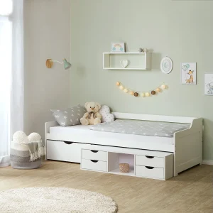 Eenpersoonsbed 90×200 cm wit cabine opbergladen Eenpersoonsbed 90×200 cm wit cabine opbergladen
