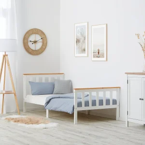 Eenpersoonsbed 90×200 cm wit Massief grenenhouten frame bed dagbed Eenpersoonsbed 90×200 cm wit Massief grenenhouten frame bed dagbed