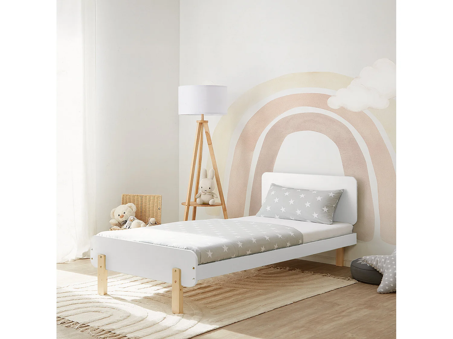 Eenpersoonsbed 90x200 cm wit