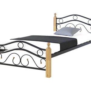 Eenpersoonsbed van metaal, zwart, 90×200 cm Eenpersoonsbed van metaal, zwart, 90×200 cm