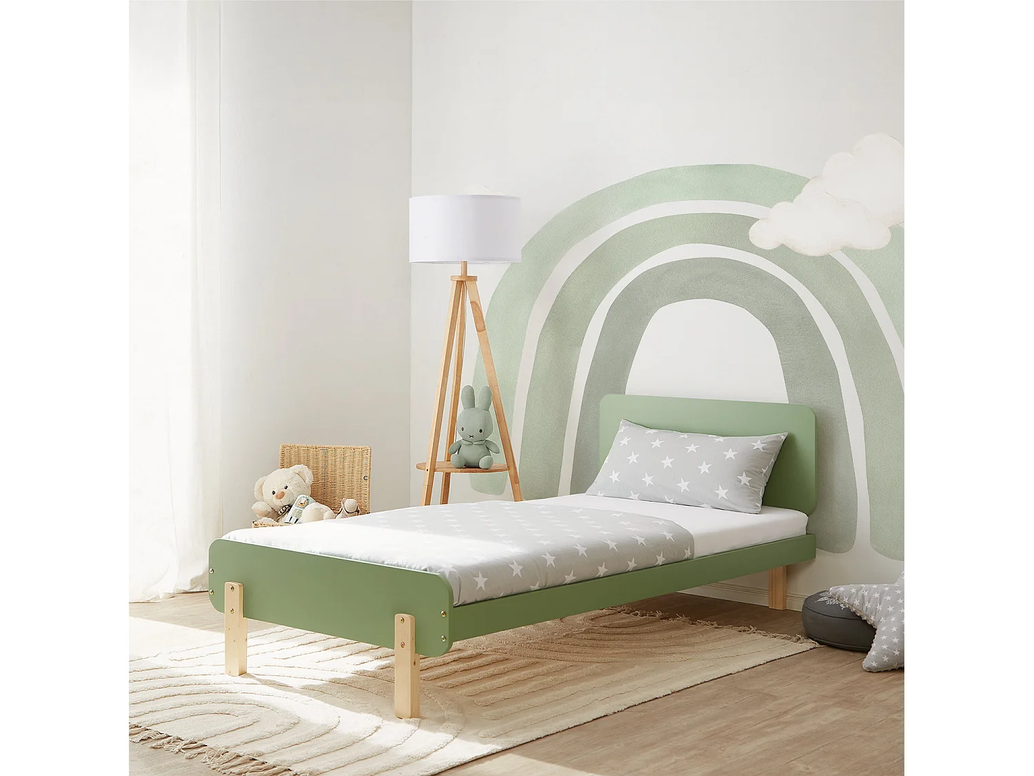 Eenpersoonsbed 90x200 cm Groen