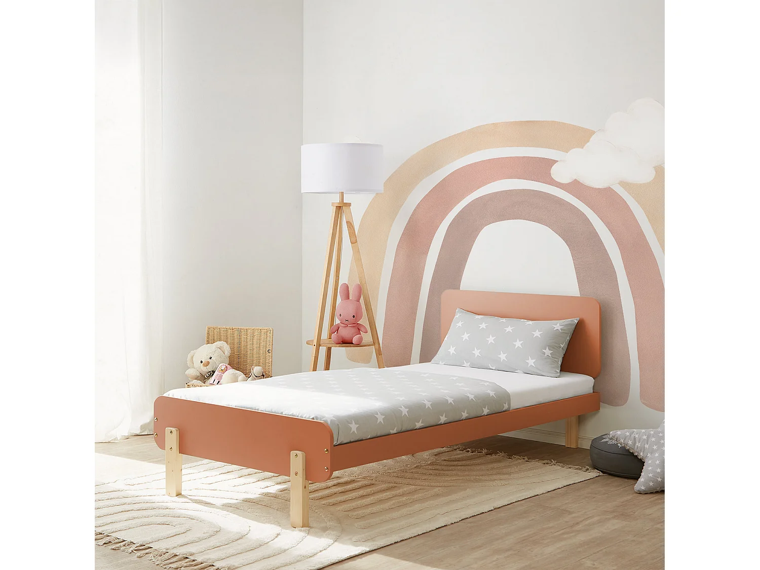 Eenpersoonsbed 90x200 cm rood