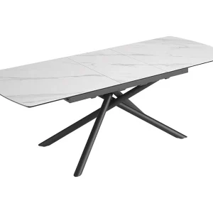 Eettafel OPHIRA – Uitschuifbaar 180 tot 230 cm – Wit marmer effect – Metalen poten – Hedendaagse stijl Eettafel OPHIRA – Uitschuifbaar 180 tot 230 cm – Wit marmer effect – Metalen poten – Hedendaagse stijl
