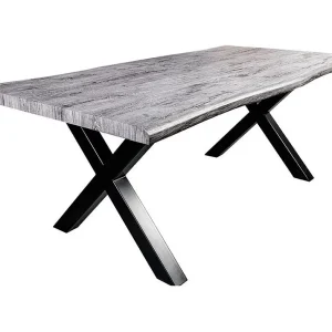 Eettafel RIVET – Rechthoekig 200 cm – Grijs hout en zwart metaal Eettafel RIVET – Rechthoekig 200 cm – Grijs hout en zwart metaal