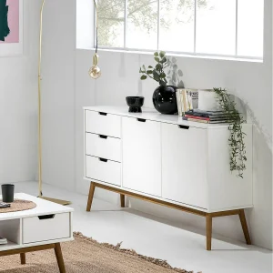 Dressoir Baku 3 laden en 2 deuren wit, massief grenenhout Dressoir Baku 3 laden en 2 deuren wit, massief grenenhout