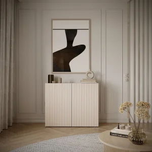 Dressoir met geribbelde lamellenfronten – 2-deurs – kasjmierbeige – 100 cm – SUNDS Dressoir met geribbelde lamellenfronten – 2-deurs – kasjmierbeige – 100 cm – SUNDS