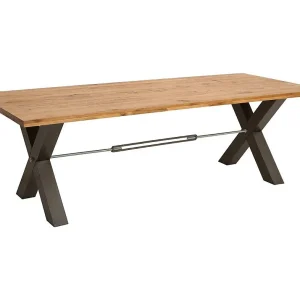 Eettafel CAVARA – Wild Eiken en Zwart Metaal – 240 cm – Industriële stijl Eettafel CAVARA – Wild Eiken en Zwart Metaal – 240 cm – Industriële stijl