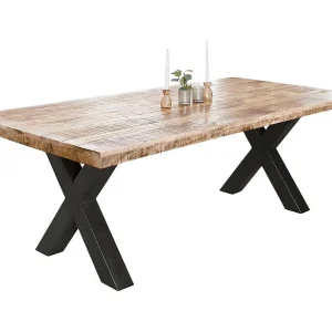 Eettafel LODEN – Massief gelakt mangohout – 200 cm – Industriële stijl