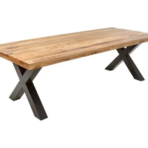 Eettafel LODEN – Massief gelakt mangohout – 240 cm – Industriële stijl