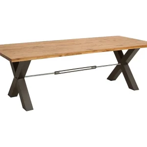 Eettafel CAVARA – Wild eiken en zwart metaal – 200 cm – Industriële stijl Eettafel CAVARA – Wild eiken en zwart metaal – 200 cm – Industriële stijl