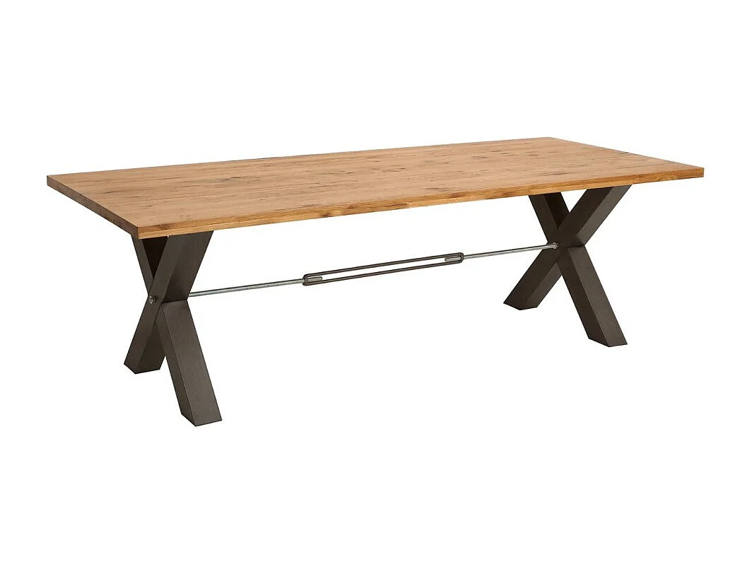 Eettafel CAVARA - Wild eiken en zwart metaal - 200 cm - Industriële stijl