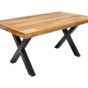 Eettafel LODEN – Massief gelakt mangohout – 160 cm – Industriële stijl