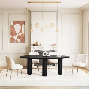 Eettafel voor 8 personen met essenfineer – Zwart – FALYN Eettafel voor 8 personen met essenfineer – Zwart – FALYN