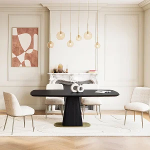 Set van 6 stoelen in stof en goudkleurig metaal – Crème – DYLORA Set van 6 stoelen in stof en goudkleurig metaal – Crème – DYLORA