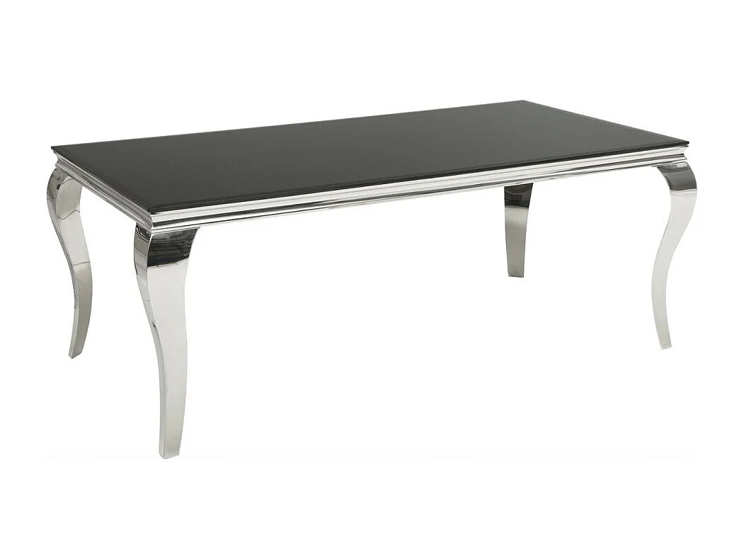 Eettafel VELENA - Gepolijst staal en zwart glas - 200 cm - Moderne barokstijl