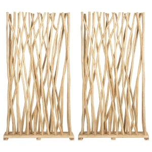 Set van 2 kamerschermen van teakhout – L. 100 x D. 25 x H. 180 cm – Naturel – GAYANA