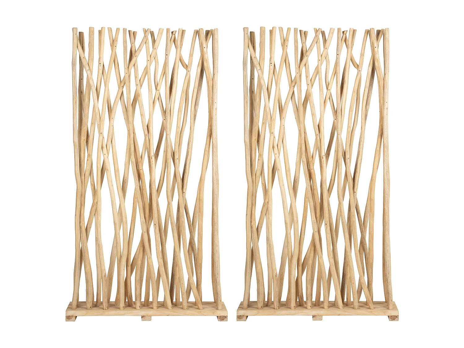 Set van 2 kamerschermen van teakhout - L. 100 x D. 25 x H. 180 cm - Naturel - GAYANA