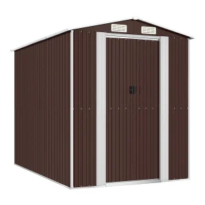 Garden Furniture –  Tuinschuur 192x274x223 cm gegalvaniseerd staal donkerbruin