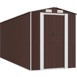Garden Furniture –  Tuinschuur 192x523x223 cm gegalvaniseerd staal donkerbruin